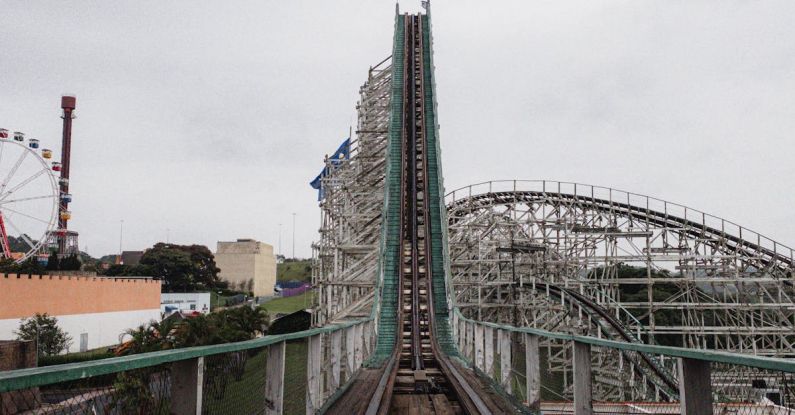 Themes - View of the Montezum Roller Coaster in Hopi Hari Theme Park in Sao Paulo, Brazil