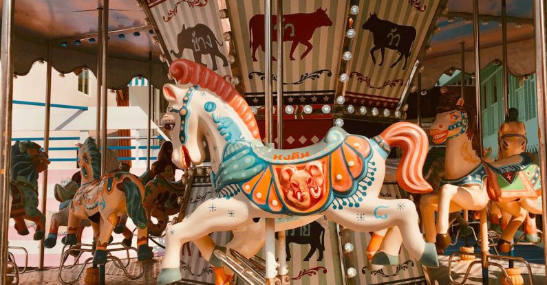 Theme - White and Blue Horse Carousel