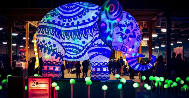 Theme - Blue and Green Elephant With Light