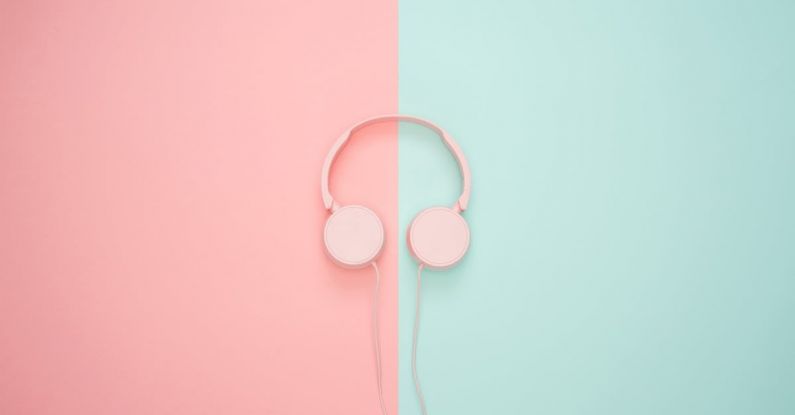 Templates - Pink Corded Headphones on pink and teal Wall