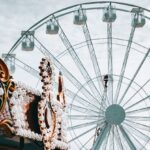 Theme - Ferris Wheel and Carousel Under White Clouds and Blue Sky